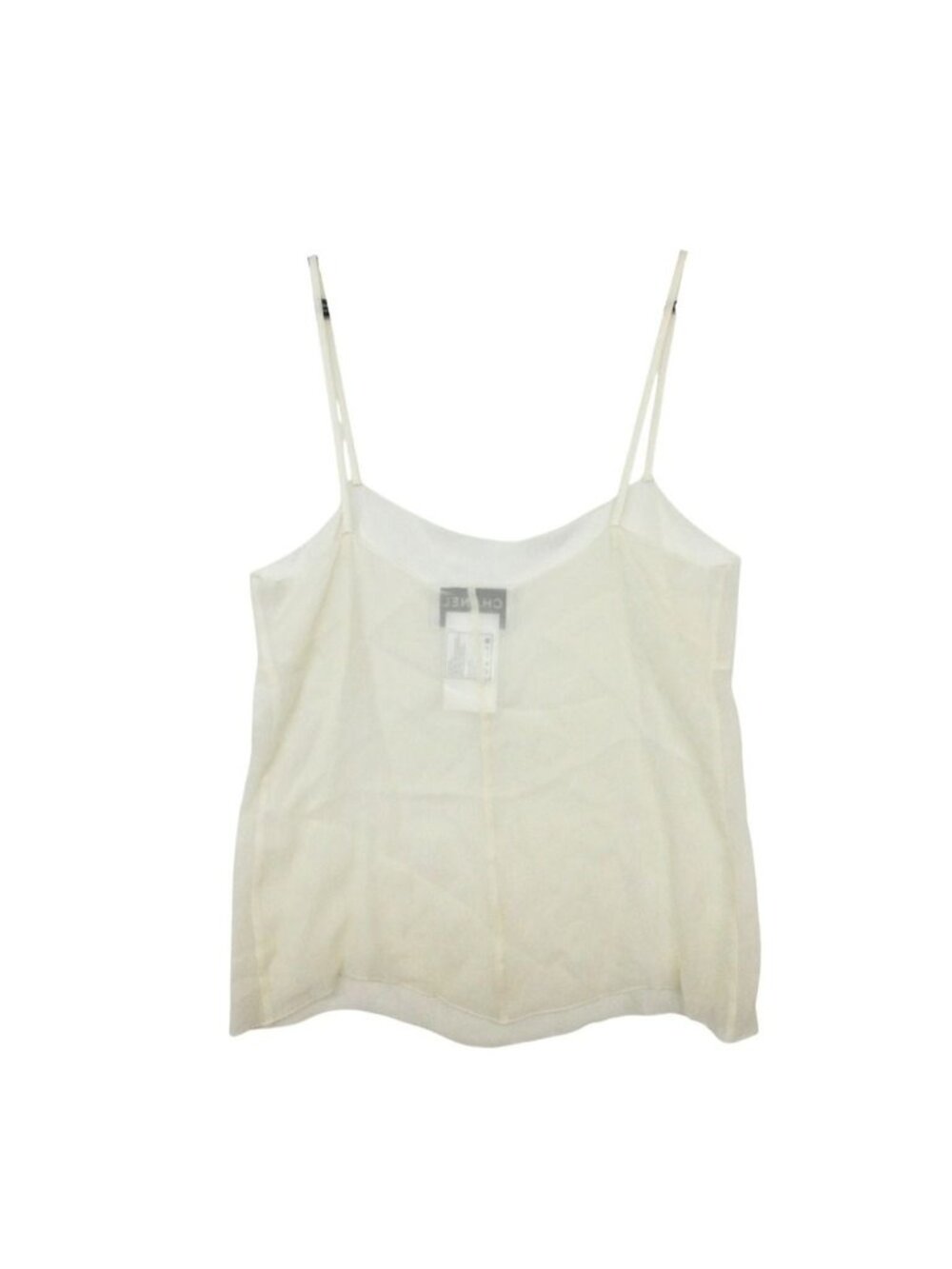 Chanel Blouse Ensemble Silk 100% Sheer Long Sleeve Shirt Camisole Top Ivory - Picture 5 of 10